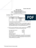 Test Series: October, 2020 Mock Test Paper Final (Old) Course: Group - Ii Paper - 5: Advanced Management Accounting