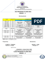 CLASS PROGRAM SY 2020-2021 Grade I - 1: Department of Education