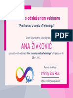 Ana Živković: Potvrda o Odslušanom Vebinaru