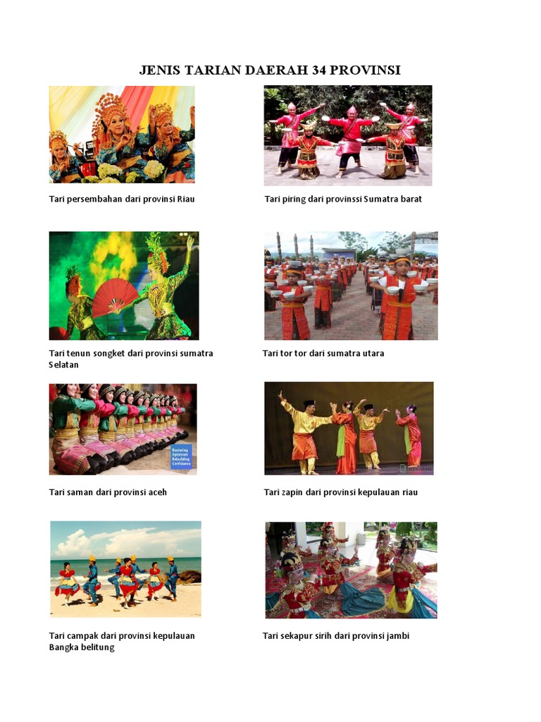 Jenis Tarian Daerah 34 Provinsi | PDF