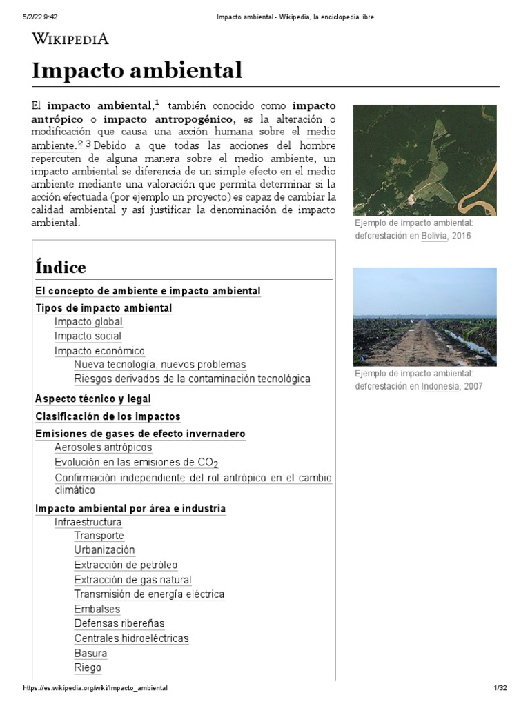 Tipos y efectos del impacto ambiental | PDF | Evaluación de impacto ...