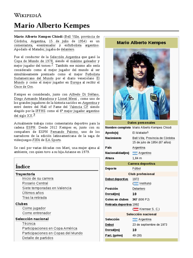 Mario Kempes :: Mario Alberto Kempes Chiodi :: Statistics