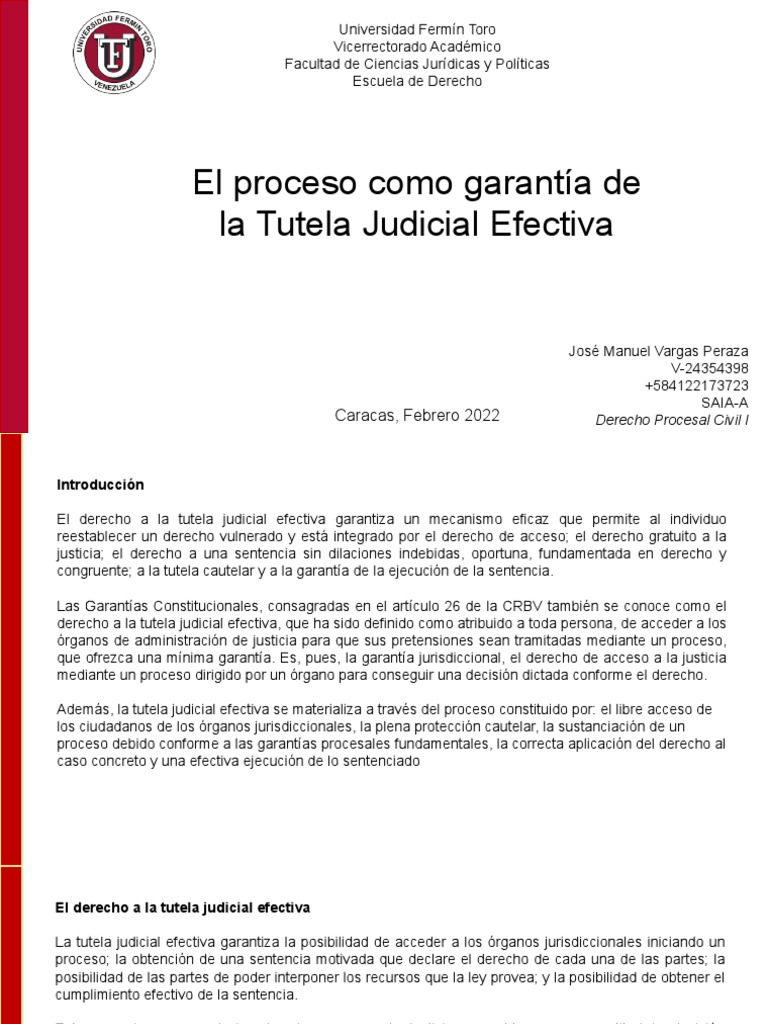 Garantías de la Tutela Judicial Efectiva | PDF | Debido al proceso ...