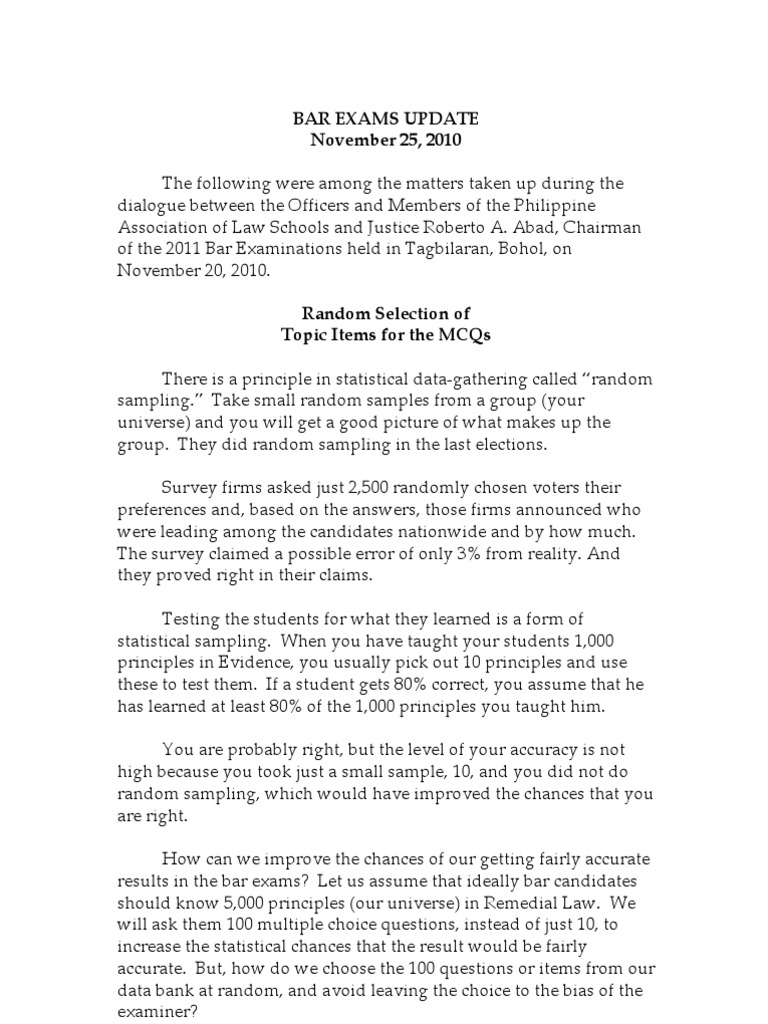 Bar Exam | PDF | Multiple Choice | Test (Assessment)