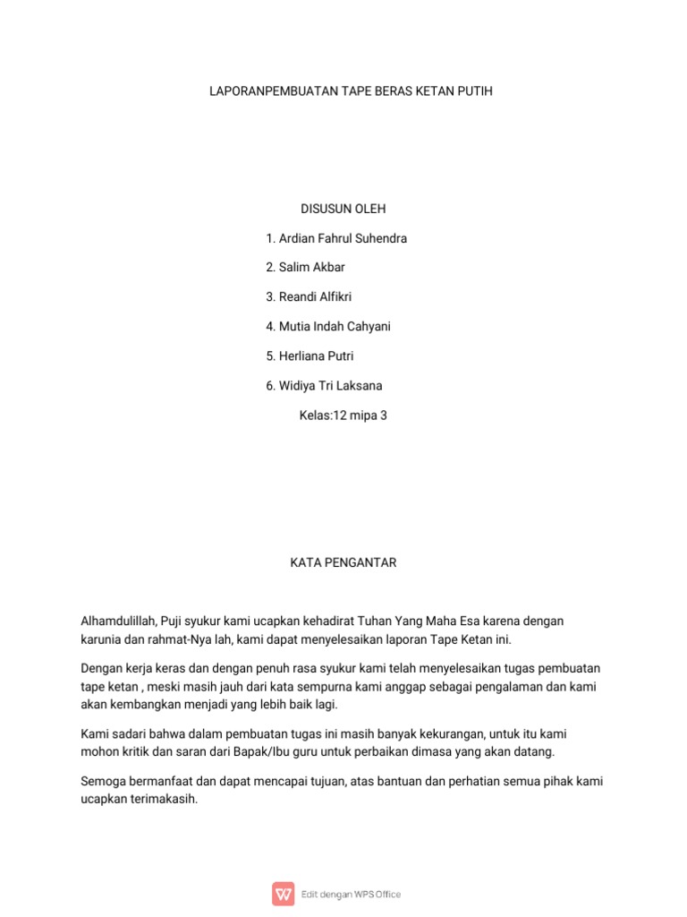 Laporan Pembuatan Tape Ketan | PDF