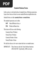 Standard Boolean Forms: SOP Sum of Products Form, or POS Product of Sums Form