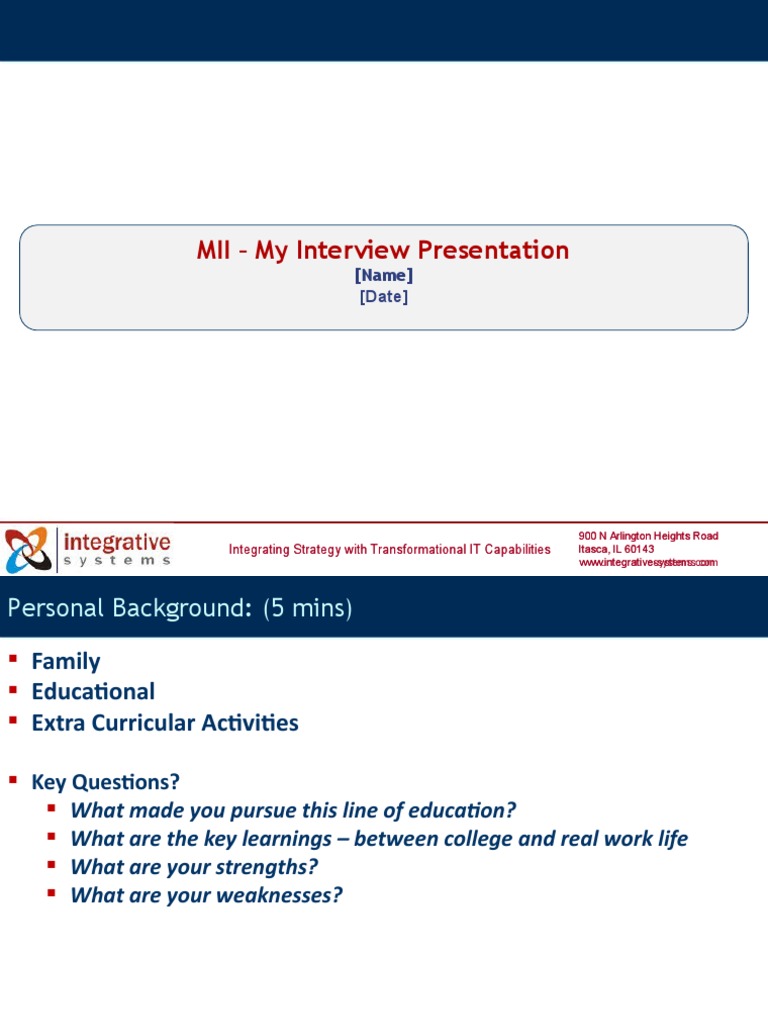 My Interview Introduction (Integrative Systems) | PDF | Cognition