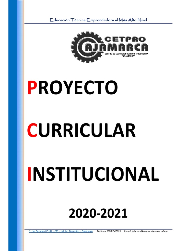 Proyecto Curricular Institucional 2020 | PDF | Plan de estudios | Nutrición