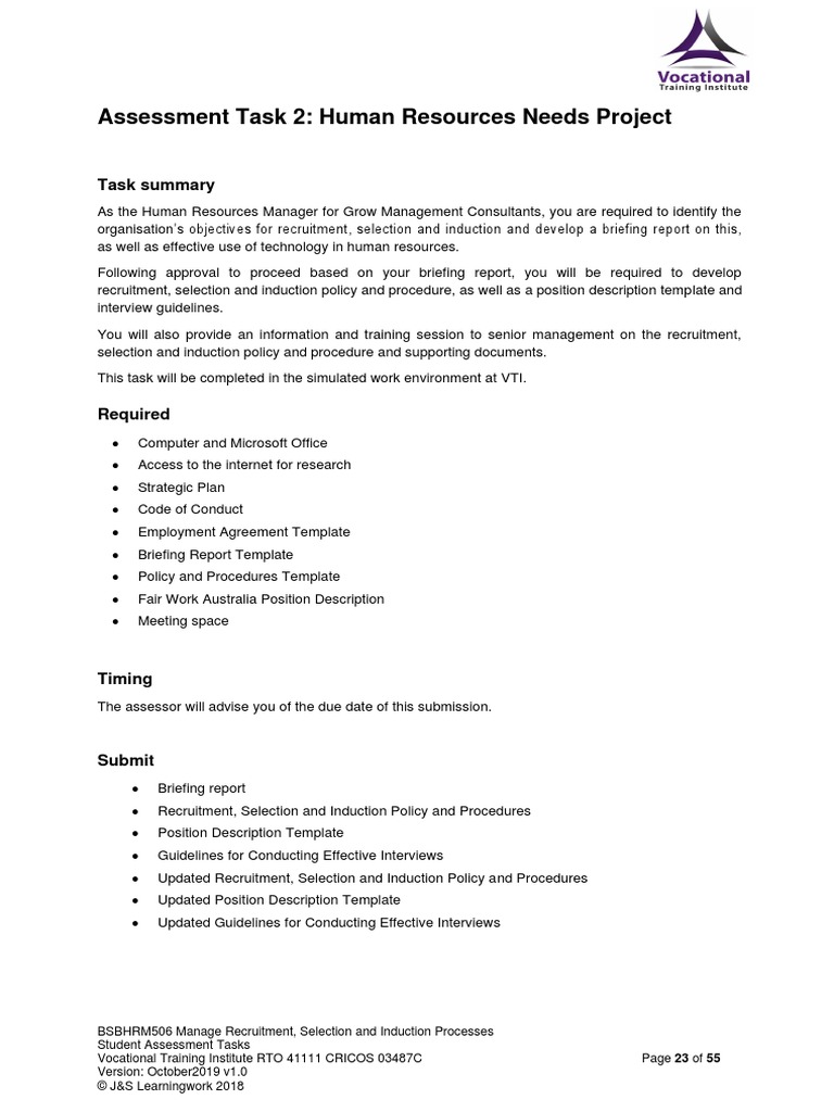 Student Assessment Tasks HRM506 | PDF | Recruitment | Interview