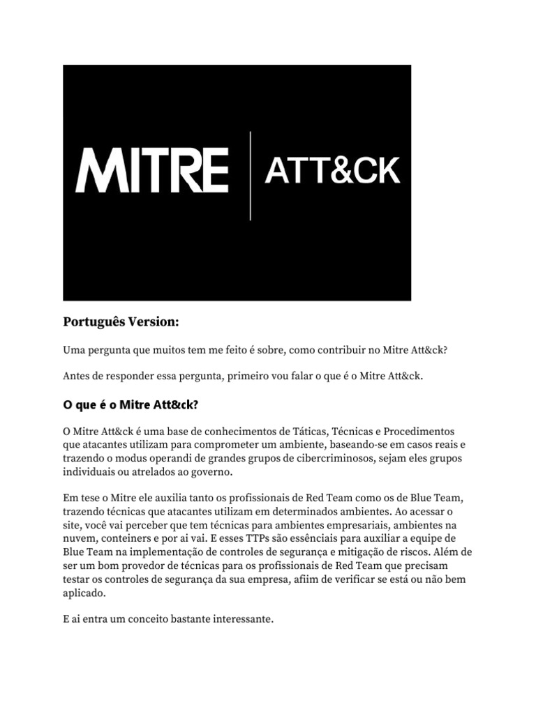 Contribuindo com o Mitre Att&ck | PDF | Computação em nuvem | Teste de ...