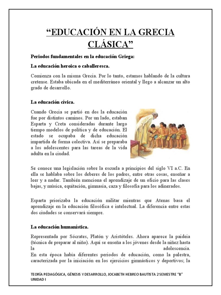 Educación en La Grecia Clásica | PDF | Antigua Grecia | Platón