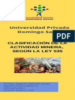 Clasificación de Actividades Mineras en Bolivia