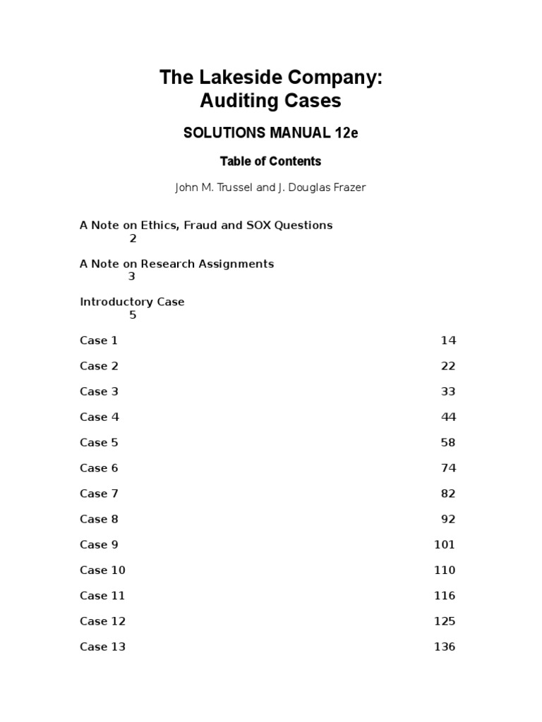 Lakeside Corp Auditing Cases Manual | PDF | Audit | Sarbanes–Oxley Act