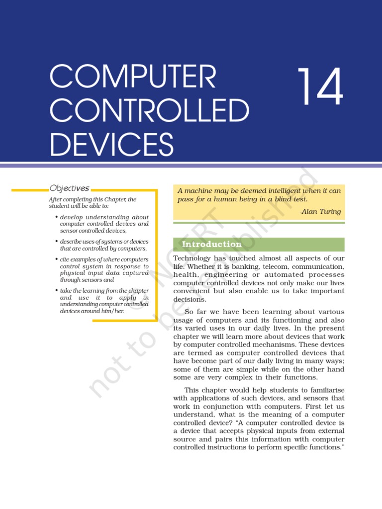 Computer Controlled Devices Objectives PDF Automated Teller Machine Barcode