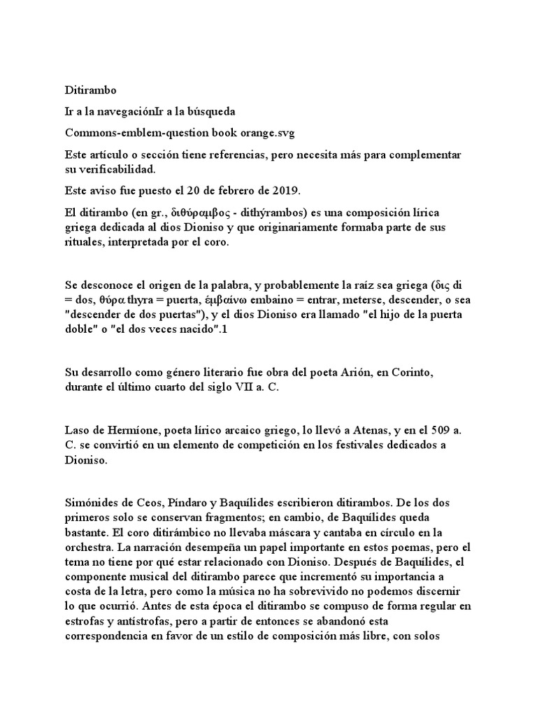 Ditirambo | PDF | Teatro griego antiguo