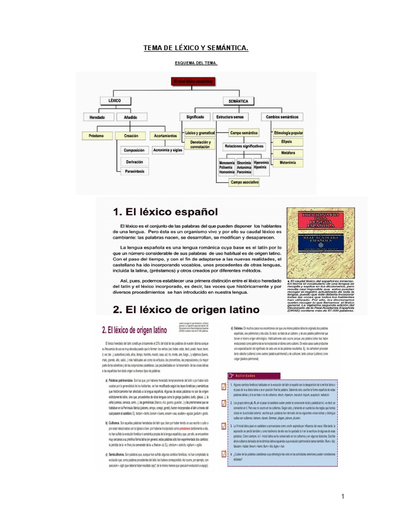 Léxico y Semántica en Español | PDF | Palabra | Semiótica