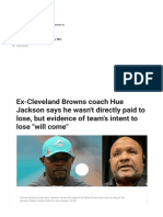 Ex-Cleveland Browns Coach Hue Jackson Says He Wasn't Directly Paid to Lose, But Evidence of Team's Intent to Lose %22will Come%22