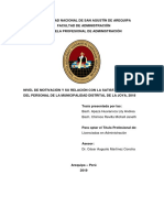 Nivel de Motivación y Su Relación Con La Satisfacción Laboral Del Personal de La Municipalidad Distrital de La Joya, 2018