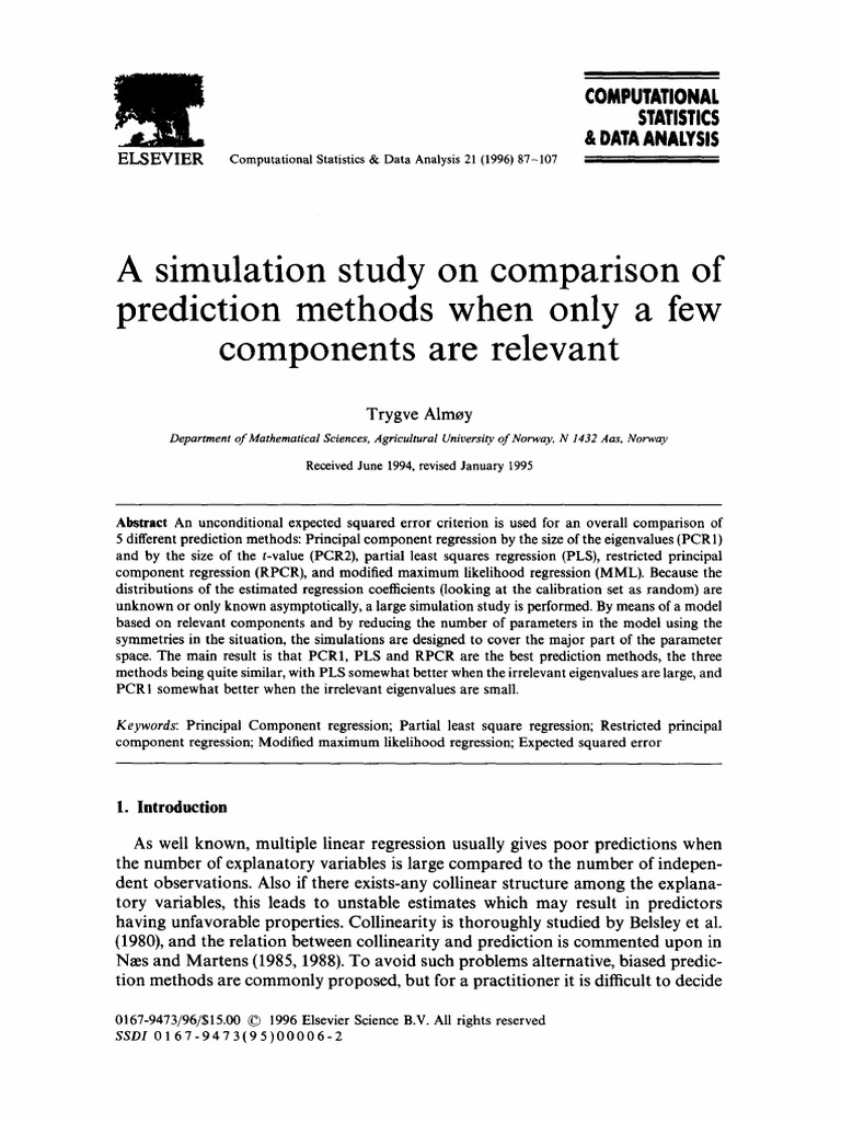 A Simulation Study On Comparison of Prediction Methods When Only A Few ...