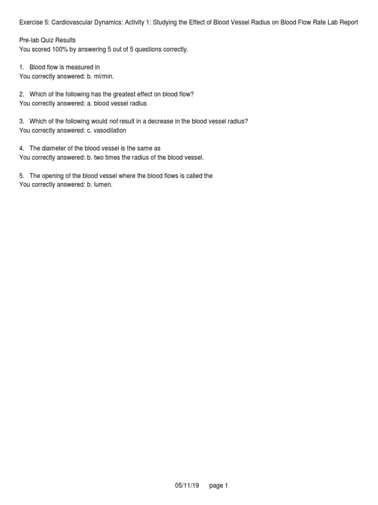 Blood Flow Rate Lab Report Series | PDF | Heart Rate | Heart