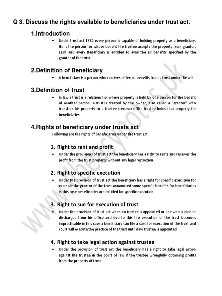 Rights of Beneficiaries | PDF | Trust Law | Trustee