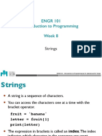 ENGR 101 Introduction To Programming Week 8: Strings