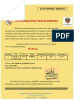 Certificado de operatividad de extintor portátil recargado