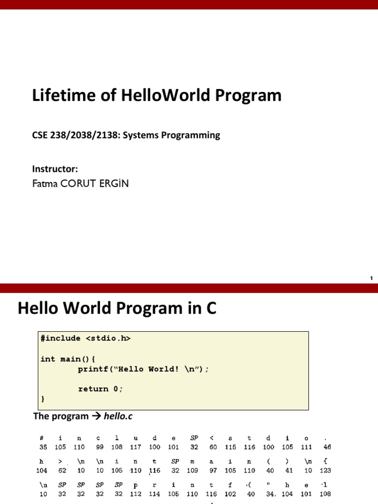 Lifetime of HelloWorld Program in 40 Characters | PDF | Compiler ... image.