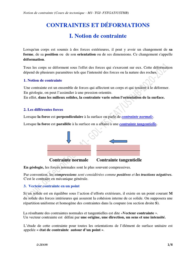 Contrainte et Déformation en Géologie | PDF | Tenseur | Objets ...