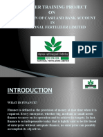 Summer Training Project ON: Operation of Cash and Bank Account IN National Fertilizer Limited