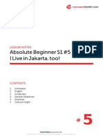 Absolute Beginner S1 #5 I Live in Jakarta, Too!: Lesson Notes