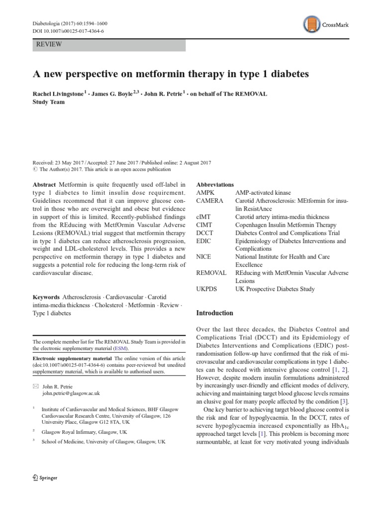 Metformin's Role in Type 1 Diabetes | PDF | Diabetes Management | Diabetes