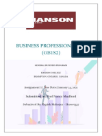 Assignment 1 - Business-Professionalism