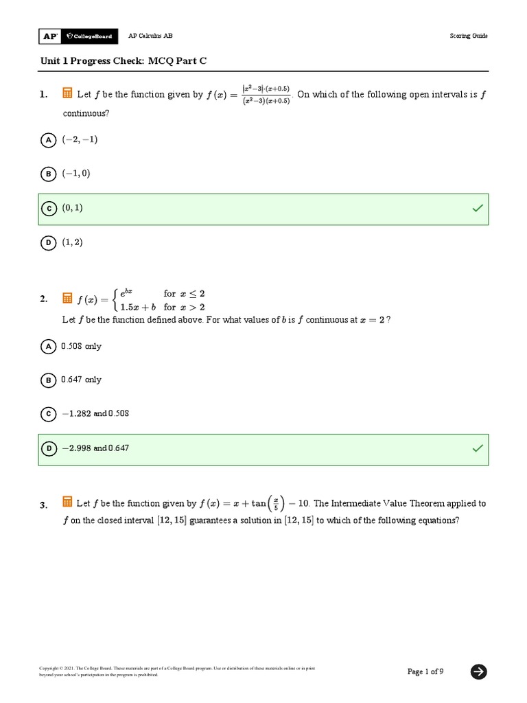 Unit 1 Progress Check Mcq Part A