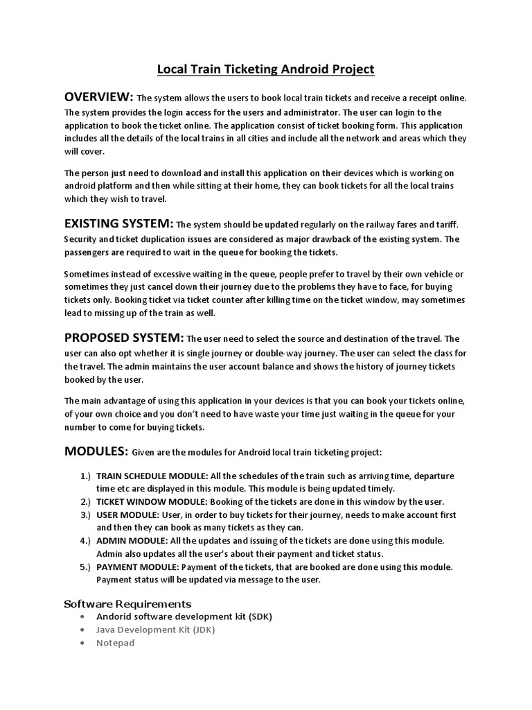 Local Train Ticketing App Overview | PDF | Ticket (Admission) | Android ...