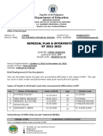 Department of Education: Remedial Plan & Intervention SY 2021-2022