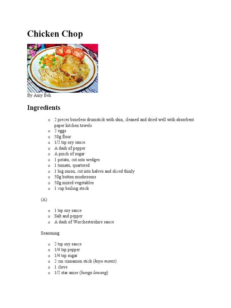 Crispy Chicken Chop Recipe | PDF