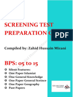 SCREENING TEST PREPARATION GUIDE FOR BPS 05 TO 15