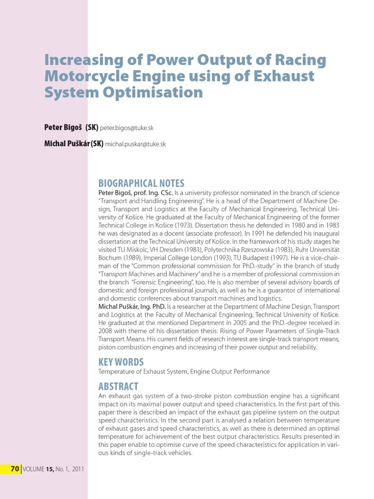 Increasing of Power Output of Racing Motorcycle Engine Using of Exhaust