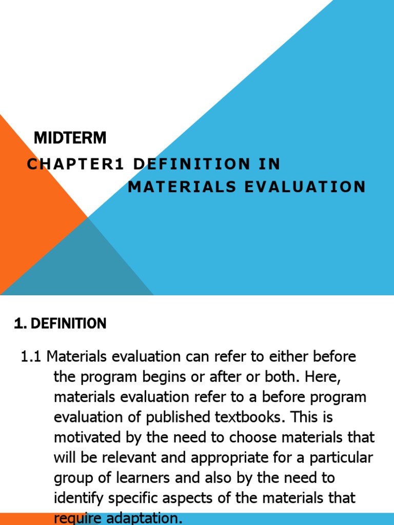 Materials Evaluation Definition PDF Evaluation Learning