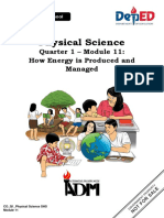 Physical Science: Quarter 1 - Module 11: How Energy Is Produced and Managed