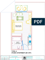 Type - A Studio Apartment (351 SFT) : Bed Room 13'-0"X16'-0"