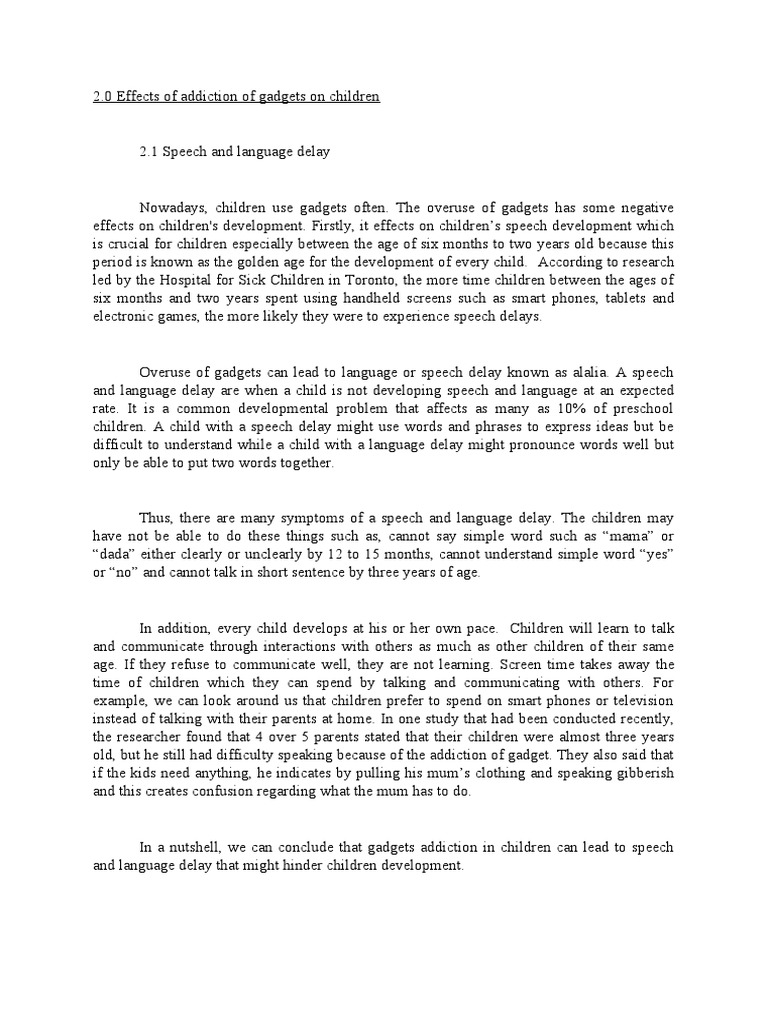 Effects of Gadgets Addiction On Children (5 Points) | PDF | Learning ...