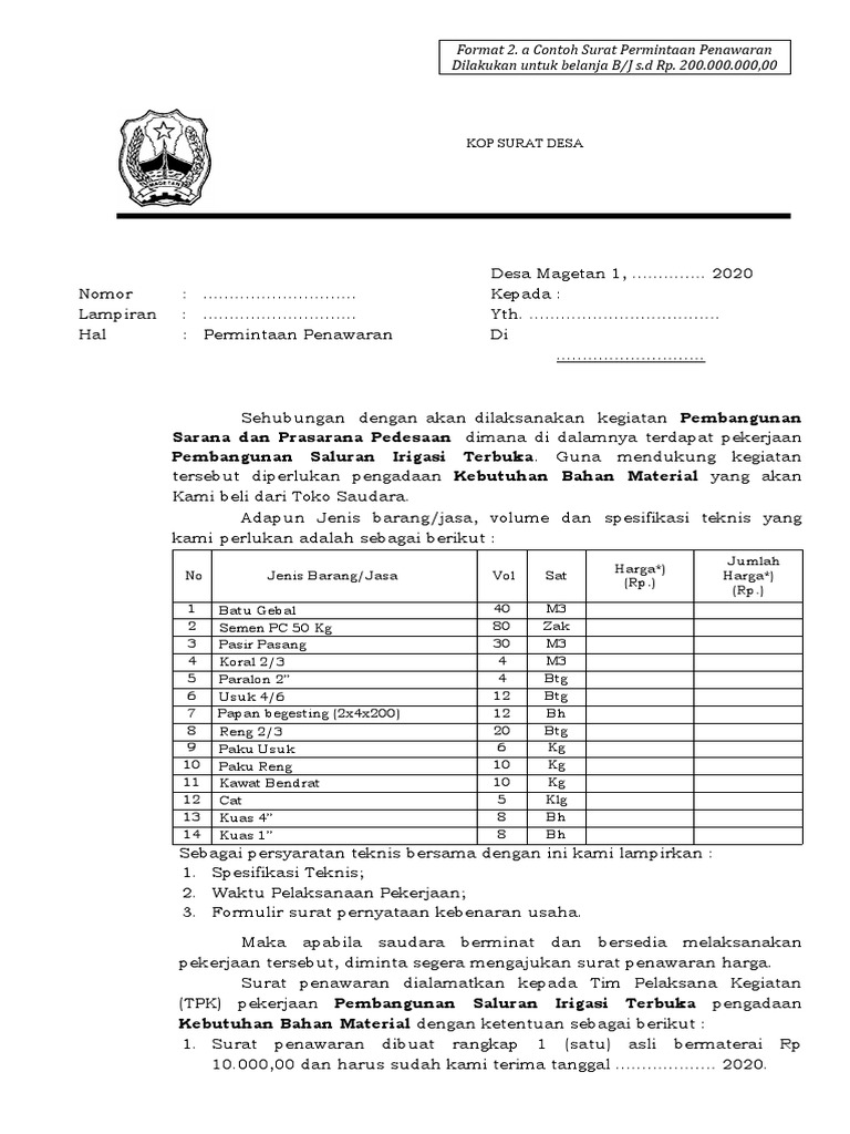Contoh Administrasi Pbj Desa Bkkd Pdf