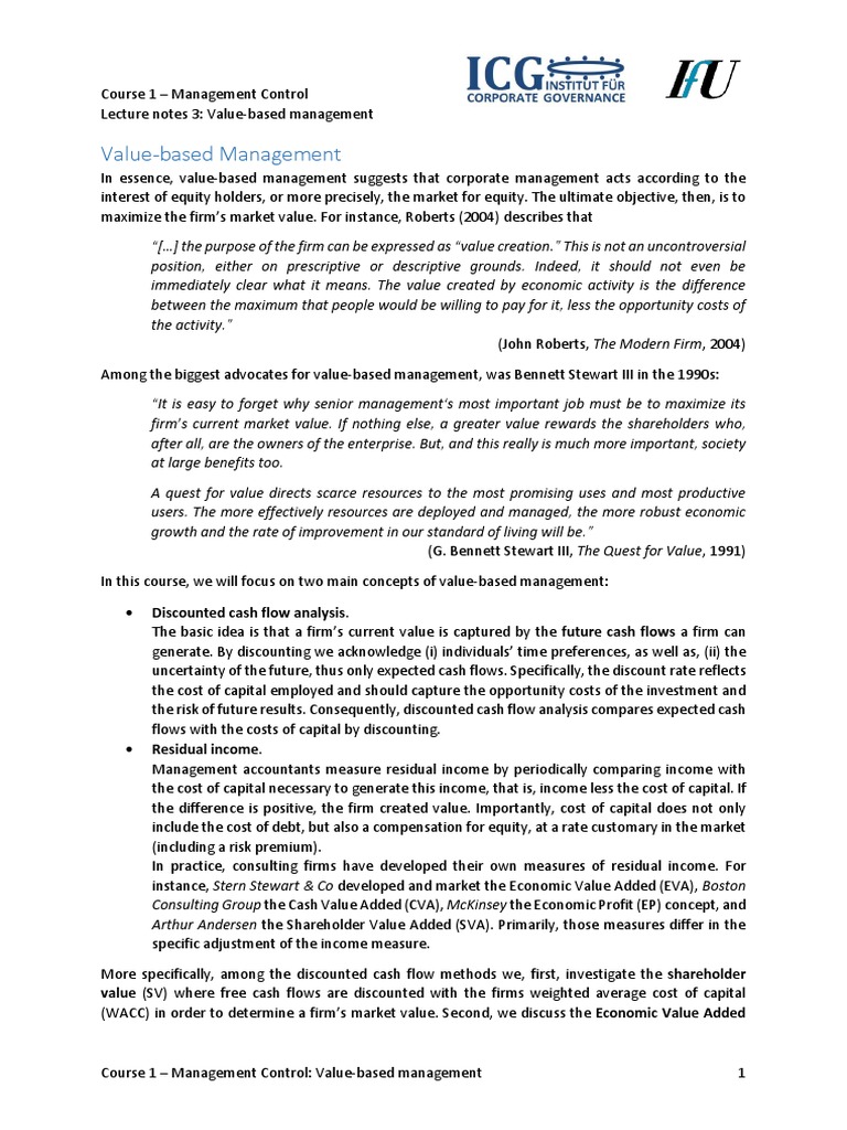 3 Value Based Management | PDF | Cost Of Capital | Free Cash Flow