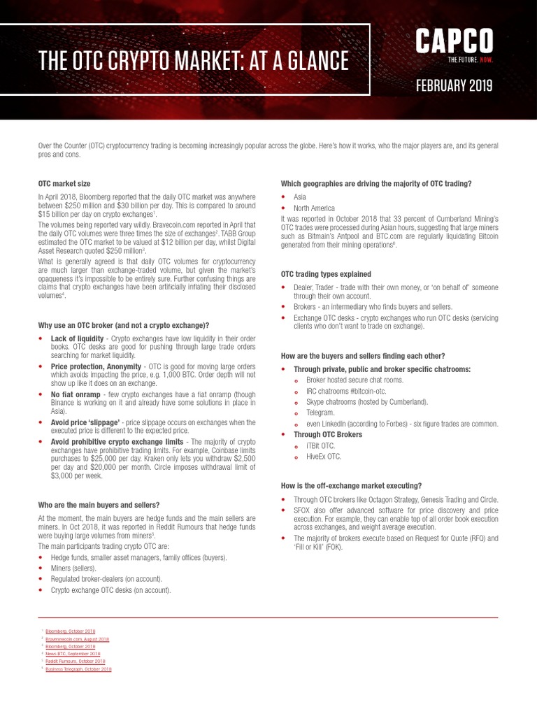 The Crypto OTC Market at A Glance - v5 | PDF | Cryptocurrency | Over The  Counter (Finance)