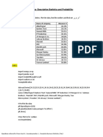 Topics: Descriptive Statistics and Probability: Name of Company Measure X