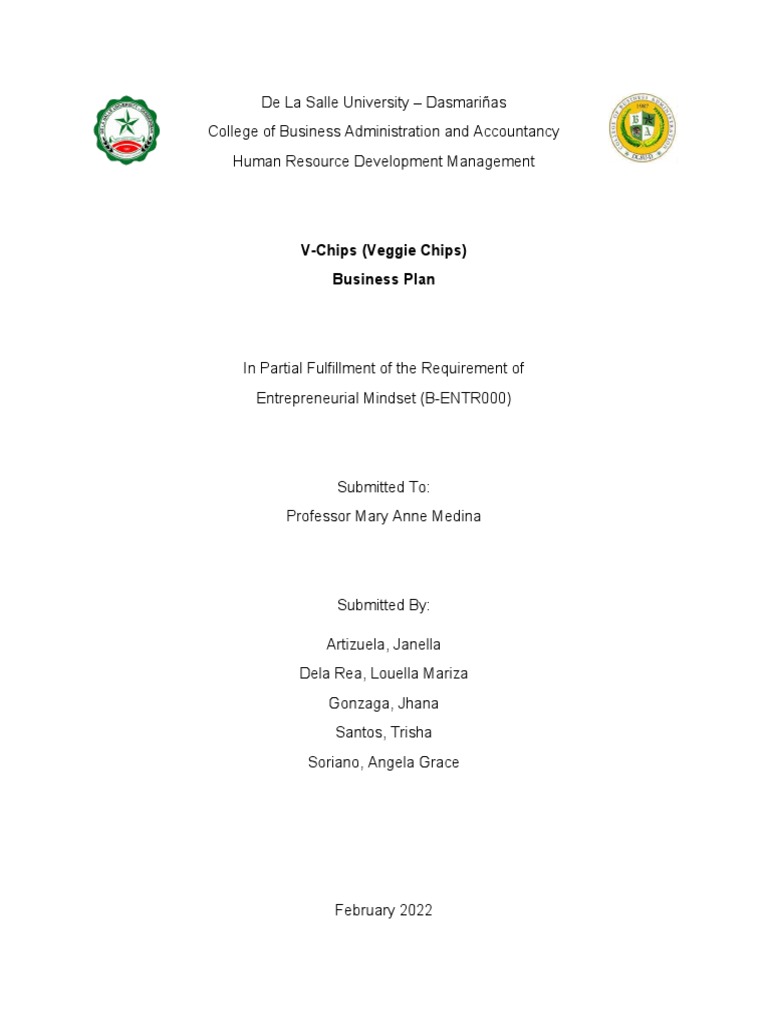 VChips (Veggie Chips) Business Plan PDF Vegetables Swot Analysis