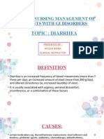 Unit Ix: Nursing Management of Patients With Gi Disorders: Topic: Diarrhea