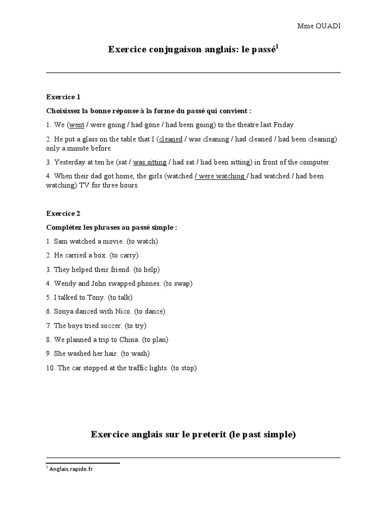 comment faire une phrase au past simple en anglais
